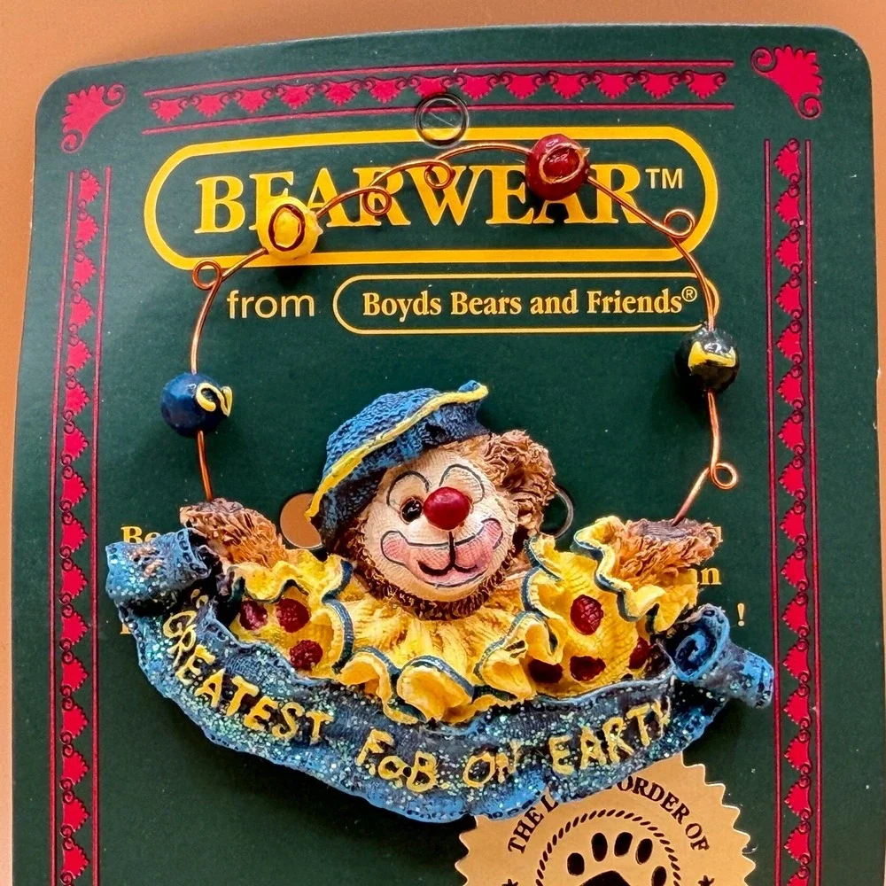 Boyds Bears Bearwear Greatest FOB On Earth Clown Brooch Pin 02001-11 Vintage